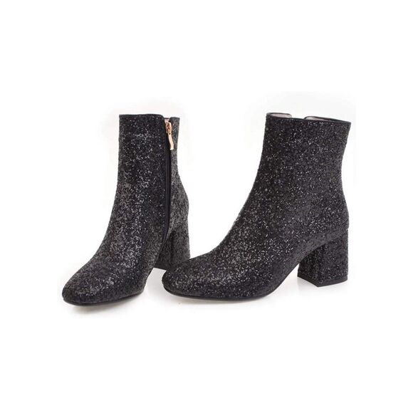 NWT Wool + Pepper Co. Glitter Heeled Booties - Picture 5 of 11